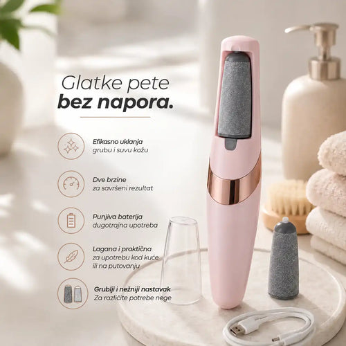 Električna turpija za pete – bežična, sa dva nastavka
