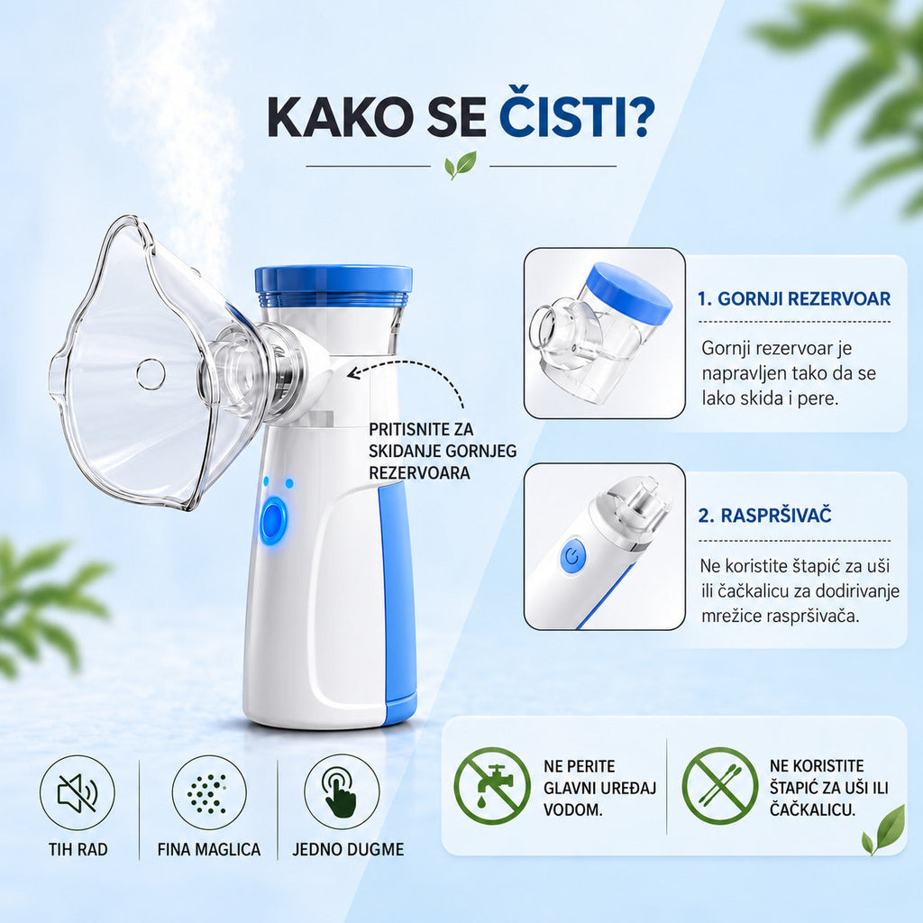 Inhalator radi pod uglom