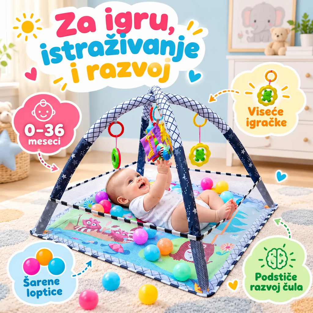 Beba na podlozi sa gimnastikom